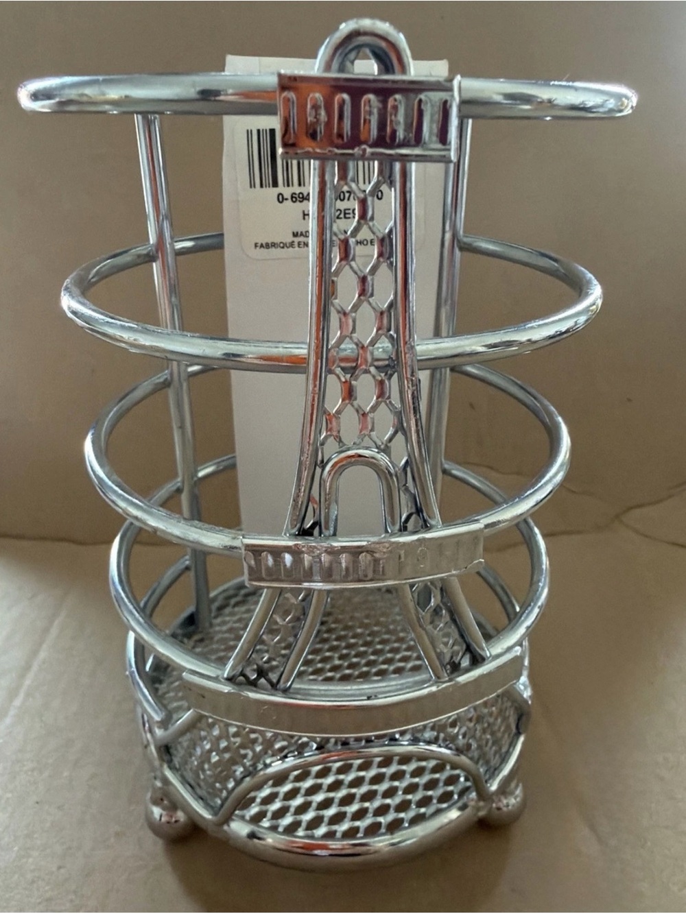 MAKEUP BRUSHES PENS PENCIL HOLDER UTENSILS VANITY PARIS EIFFEL TOWER CHROME NEW